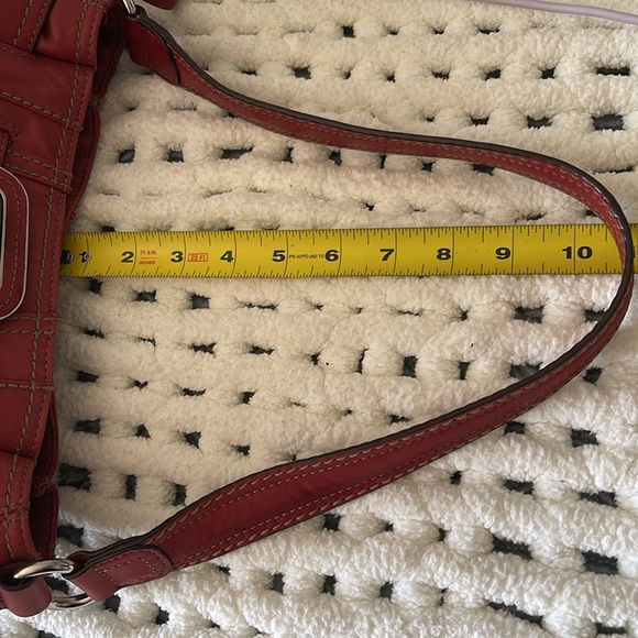 Tignanello red ,slight pebble leather, soft, shoulder bag. Very roomy. EUC - Picture 14 of 14